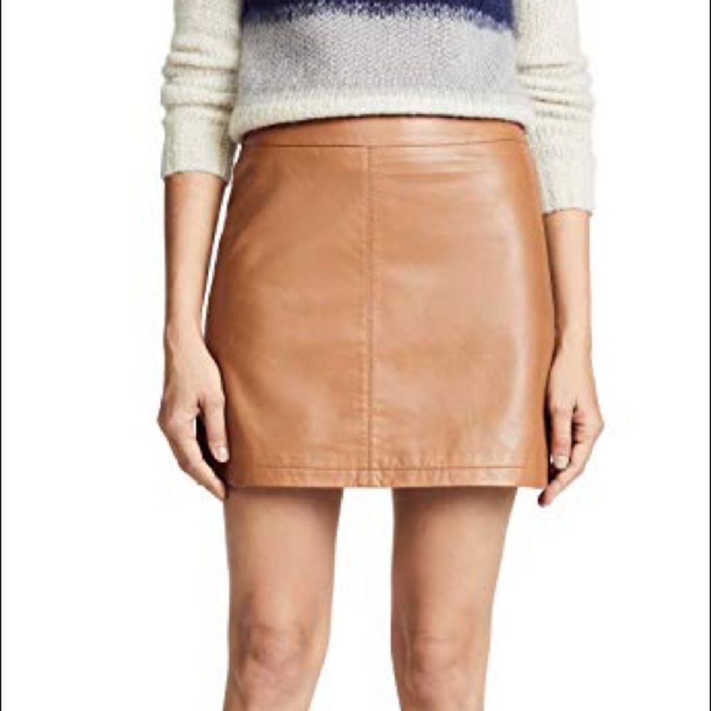 Cupcakes and Cashmere Camel Leather Mini Skirt
